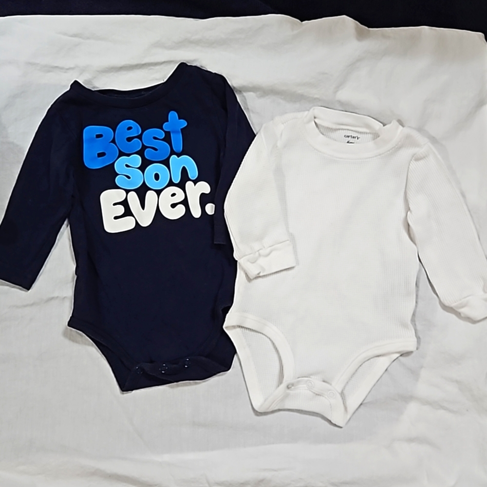 5 for $15!! 2 Baby Boys Sz 6 Months Long Sleeev Bodysuits Okie Dokie & Carter's